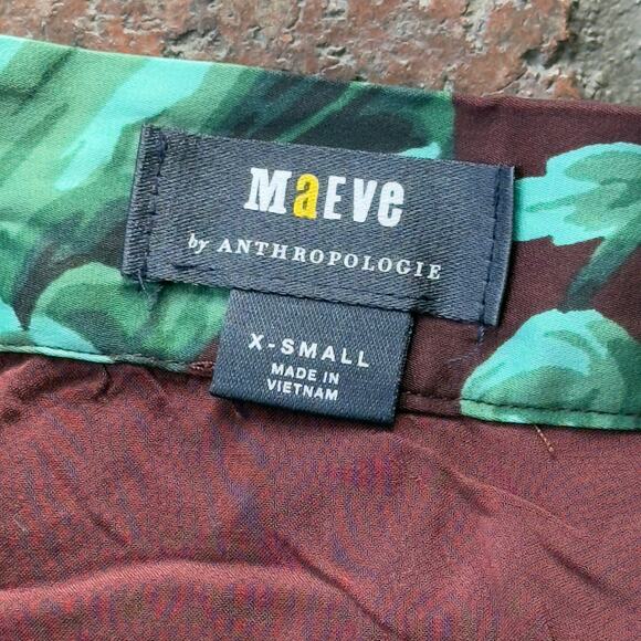 Maeve By Anthropologie Midi Skirt Size X-Small Ruffle Wrap Teal Brown - Picture 6 of 8